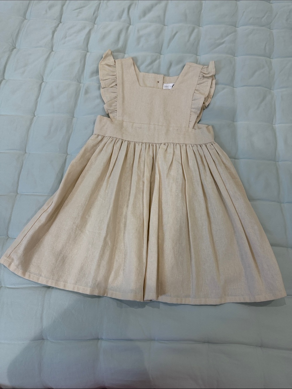Girls Cream Ruffle-Strap Everyday Dress